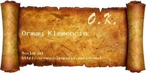 Ormay Klemencia névjegykártya