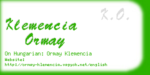 klemencia ormay business card